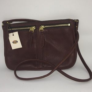 Small brown leather crossbody purse or handbag NWT
